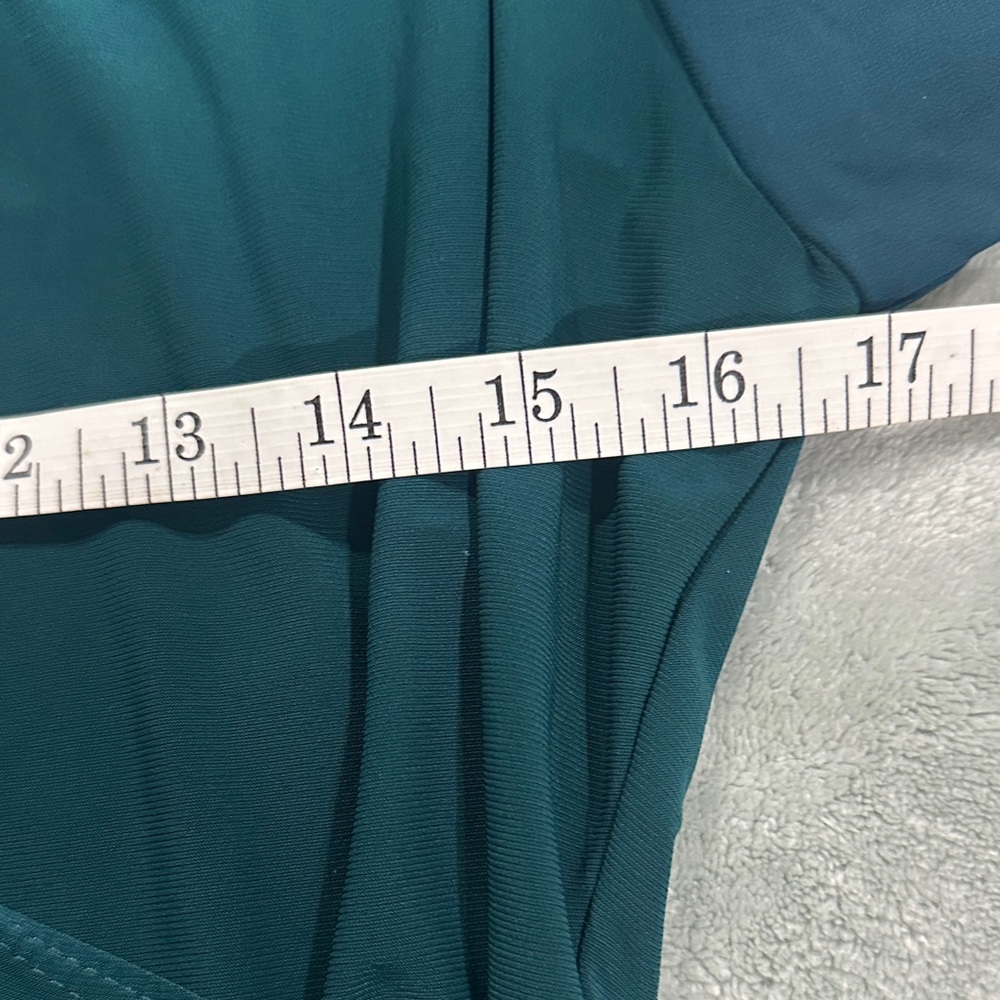 Coco Bianco Teal Wrap-Style Blouse size M made in USA - Picture 8 of 9